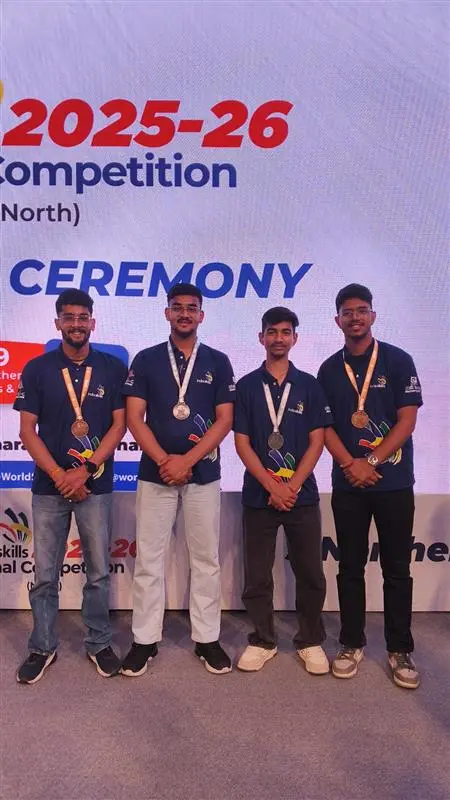 Cybersecurity medal winners on the IndiaSkills podium